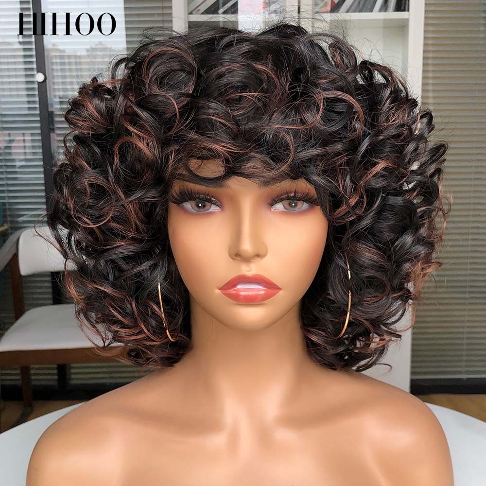 Short Loose Curls Wig with Bangs