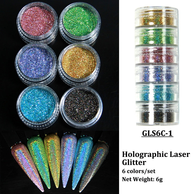 Fluorescent-Glitter-Shinny-Ombre-Chrome Dust DIY Gel Polish Nail Art