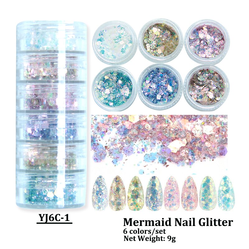 Fluorescent-Glitter-Shinny-Ombre-Chrome Dust DIY Gel Polish Nail Art