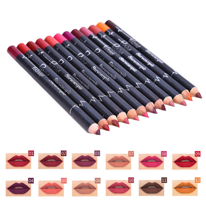6/12Pcs Sets Waterproof Matte Pencil Lip Liners -Long Lasting