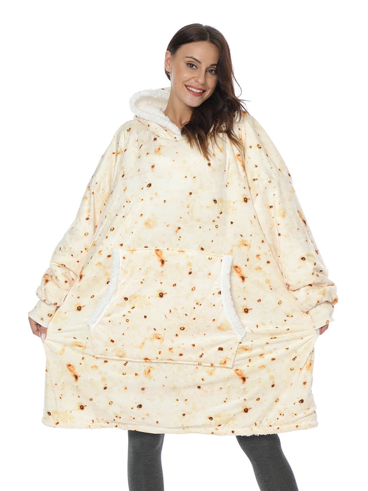 Over-sized Fleece Pullover with Hood for Women
