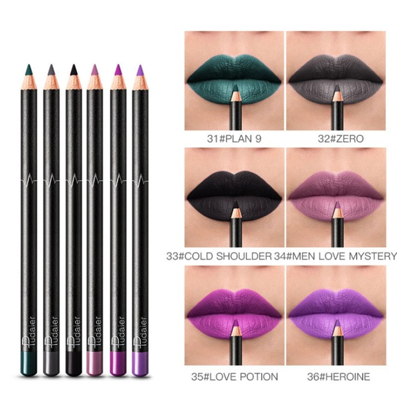 6/12Pcs Sets Waterproof Matte Pencil Lip Liners -Long Lasting