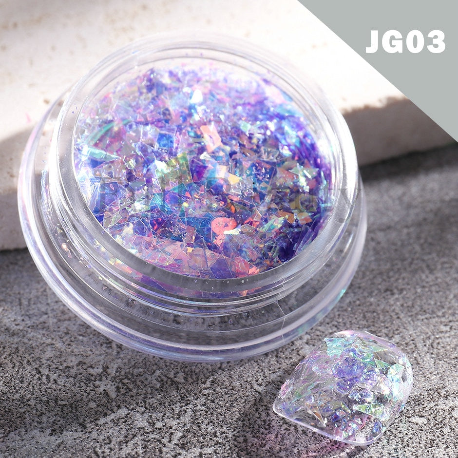 Crystal Fire Opal Flakes Nail Sequins DIY Chrome Powder for Manicures