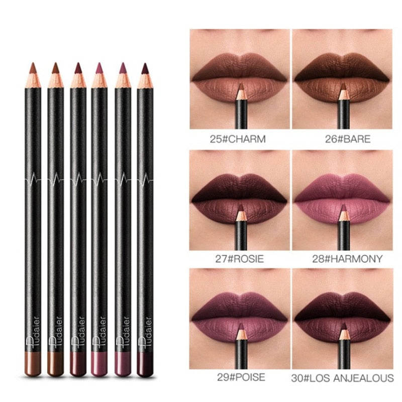 6/12Pcs Sets Waterproof Matte Pencil Lip Liners -Long Lasting