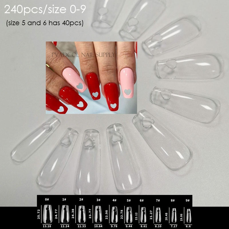 Gel Nails Extension System Full Cover Sculpted Clear Nail Tips 240pcs/bag