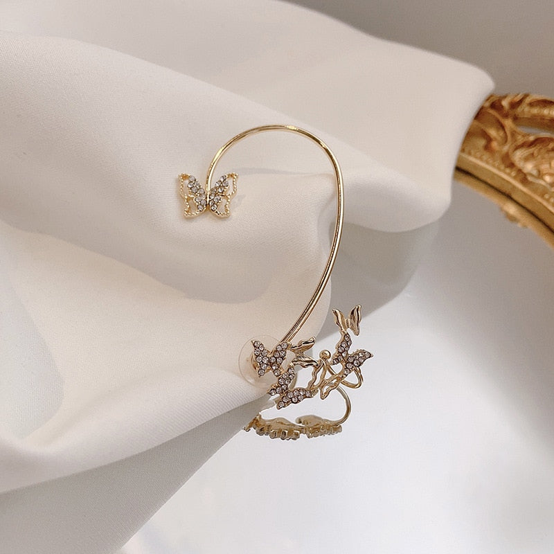 Shiny Zircon Butterfly Ear Cuff Earrings for Women