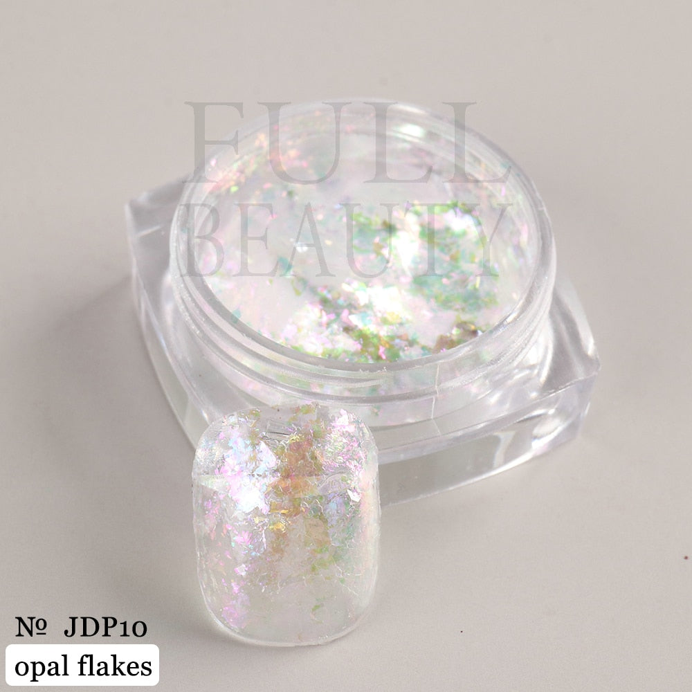 Crystal Fire Opal Flakes Nail Sequins DIY Chrome Powder for Manicures