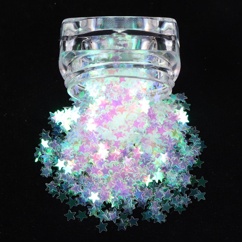 Sparkly Hexagon Nail Glitter -Mermaid Flakes