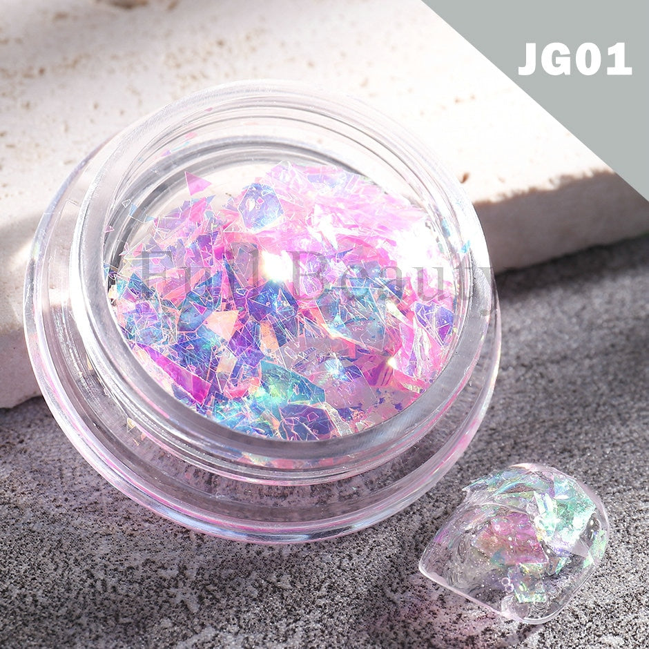 Crystal Fire Opal Flakes Nail Sequins DIY Chrome Powder for Manicures