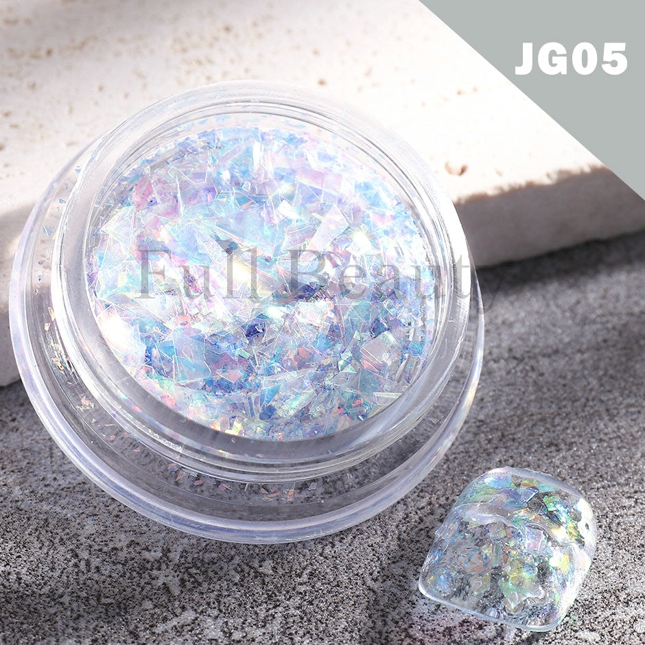 Crystal Fire Opal Flakes Nail Sequins DIY Chrome Powder for Manicures