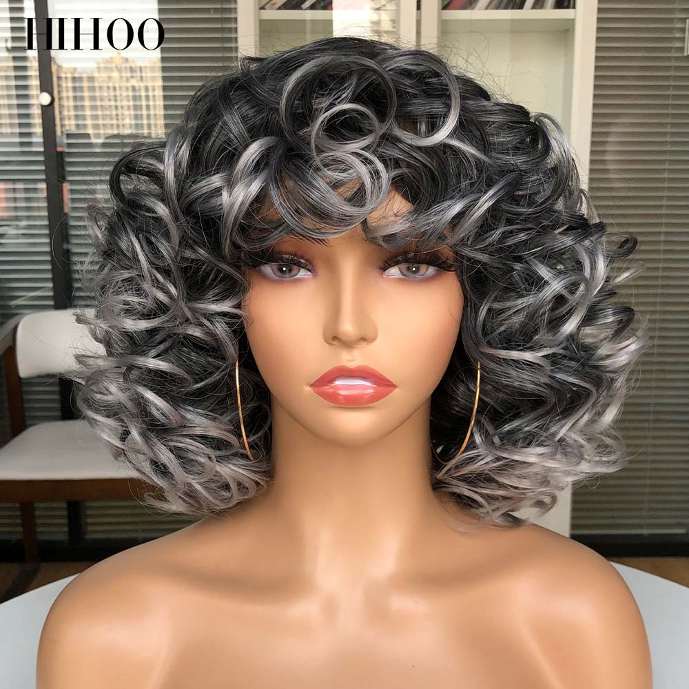 Short Loose Curls Wig with Bangs