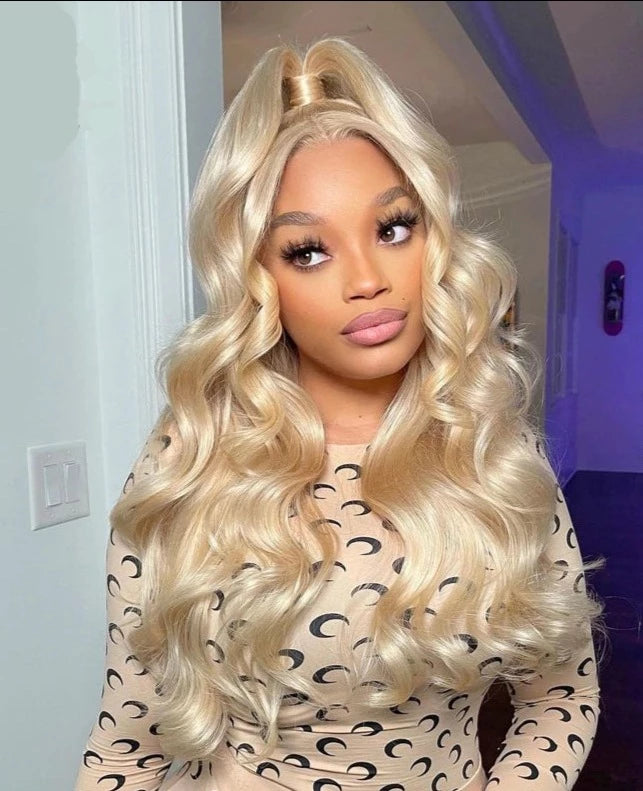 Pre-Plucked Blonde 613 HD 13x4 Lace Front Body Wave Wigs / 4x4 Lace Closure Human Hair Wigs